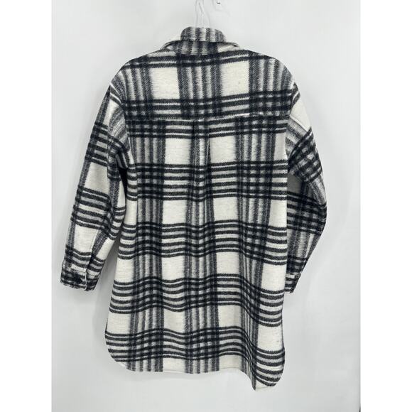 Dylan Claire Coat in Black & White Plaid Mid-length rounded hemline Size large - Picture 5 of 7